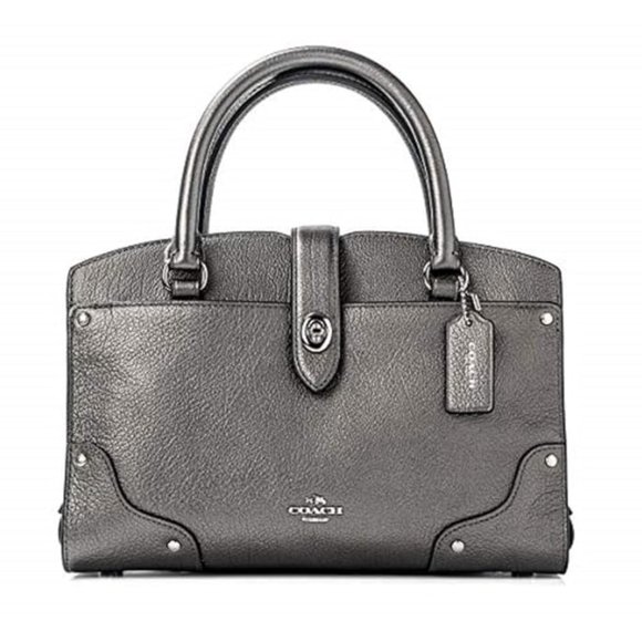 Coach Handbags - Coach Mercer Satchel 24 Leather Crossbody Metallic Gunmetal Mini Bag EUC limited